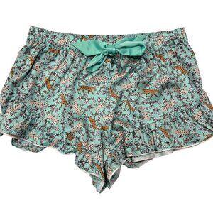 Victoria's Secret Mint Green Silky Pajama Shorts S‎ Comfy PJs Floral & Tiger